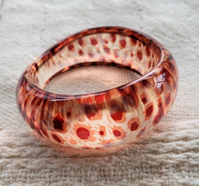 新品未使用　ANGELA CAPUTI ブラウンのゴムバングル Vintage Angela Caputi Modernist Resin Bangle Bracelet Clear/Brown