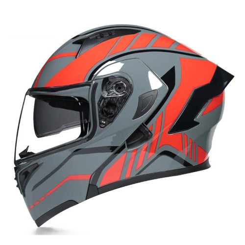 Full Face Flip Up Motorcycle Modular Helmet Integrated Motorbike Dual Visor DOT - Picture 21 of 32