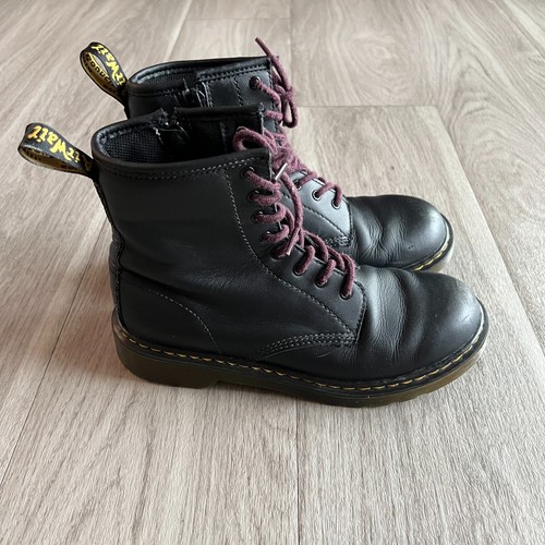 Dr Martens Boots Womens 6 Black Leather Zip Combat AW501 Adult | eBay