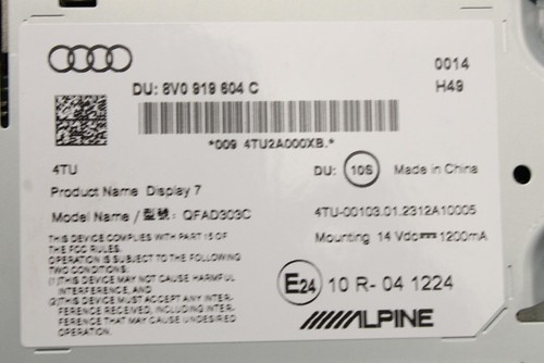 Genuine Audi A3 S3 RS3 2013-2021 navigation display MIB high 8V0919604C - Picture 8 of 9