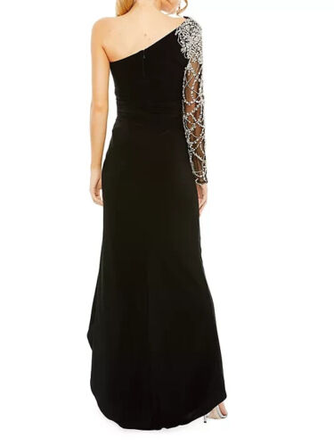 Vestido Mac Duggal Negro Estrás Embellecido Un Hombro Talla 0 $698 - Imagen 2 de 3