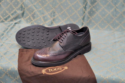 Fashion TOD'S men Black/Brown Brogue shoes size 8.5