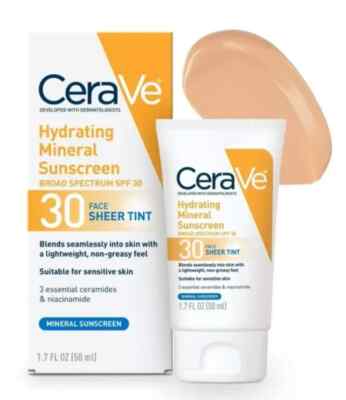 CeraVe Tinted Sunscreen with SPF 30 |Hydrating Mineral Sunscreen1.7 Fluid Ounce~