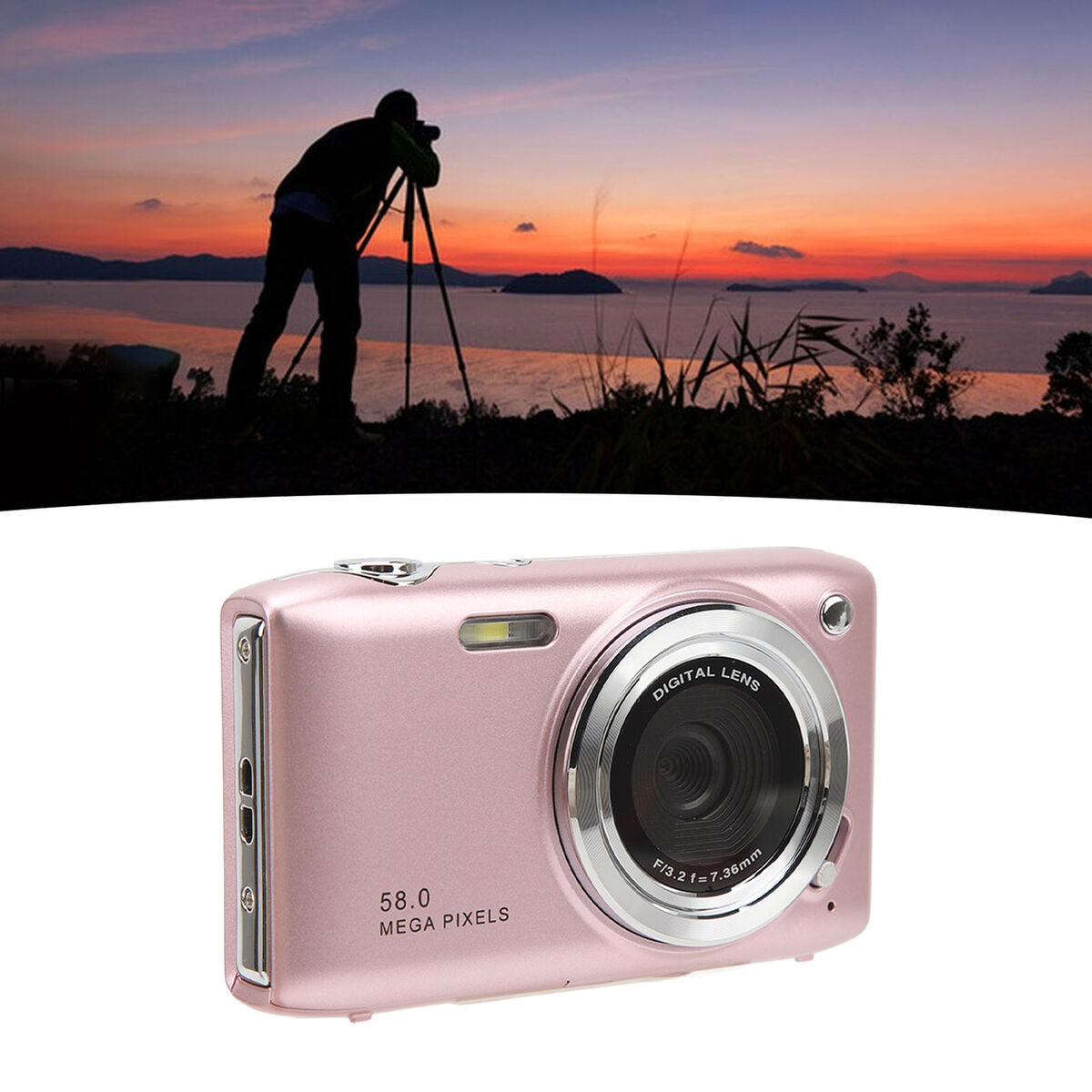 Pink)4K HD 58MP 16X Zoom Digital Camera With 2.88 Inch Pink)4K HD 58MP 16X Zoom Digital Camera With 2.88 Inch