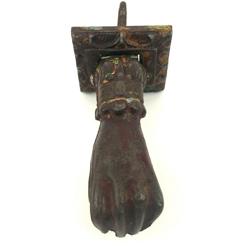 Antiker bemalter viktorianischer Handtürklopfer aus Gusseisen - Bild 1 von 9