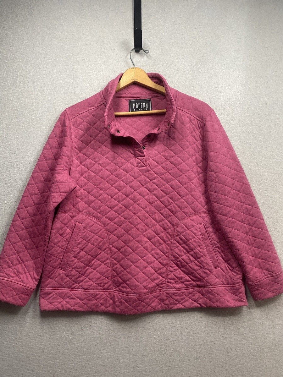 Modern Canvas Quilted Jacket Women's Pink Sz XXL 1/4 Snap