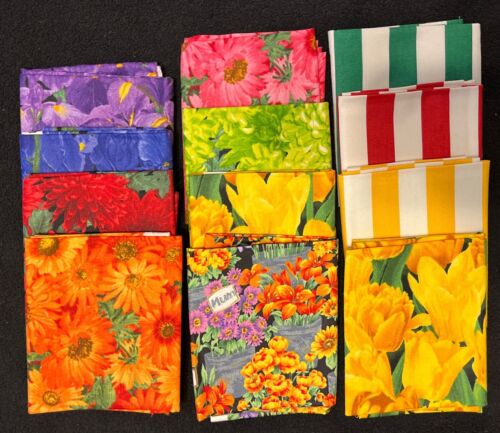Andover Fabric - Fresh Market Flowers - 8 Pictures approx 9x9.5 each & 12 FQs