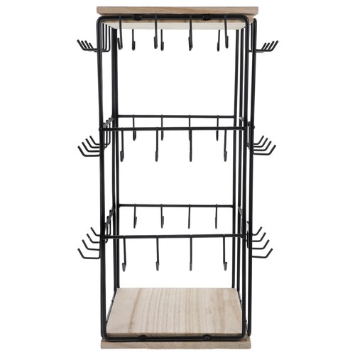 Rotating Earring Display Stand Wooden Jewelry Organizer With Hooks For Selling - Picture 2 of 12
