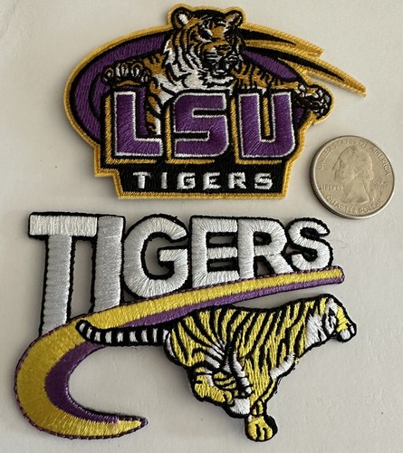 (2)- LSU TIGERS VINTAGE EMBROIDERED IRON ON PATCHES 3.25” x 2” & 3.25”x 2.25” - Picture 2 of 3