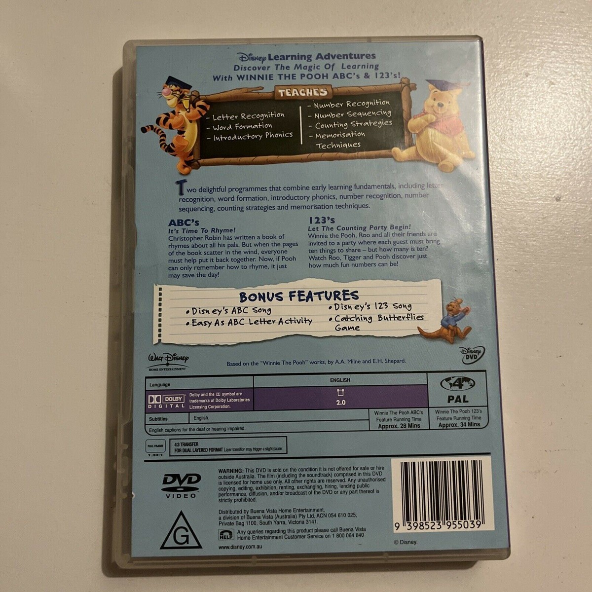 Winnie the Pooh-Abc's & 123's (DVD, 2004) for sale online | eBay