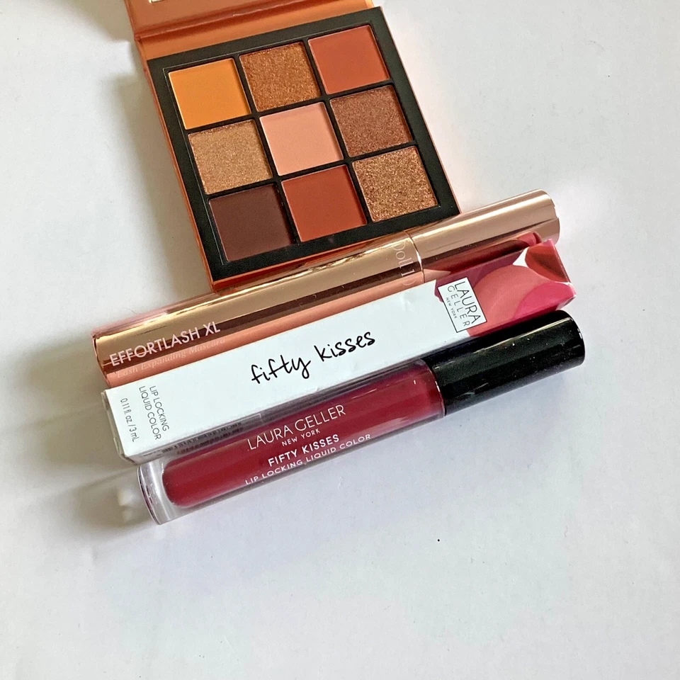 HUDA BEAUTY EYESHADOW PALETTE Set - MASCARA - LAURA GELLER LIP GLOSS