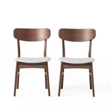 Christopher Knight Home Armless Dining Chair Set of 2 Mid-Century Light Beige
