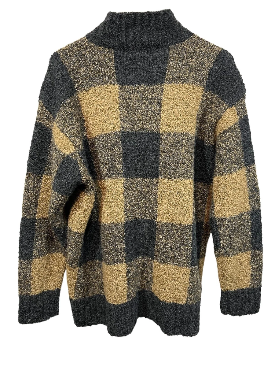 Vtg Jones New York Sport Mohair Blend Buffalo Plaid Oversized Sweater Womens M