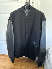 Holloway Black Wool & Leather Jacket Men’s Size XL