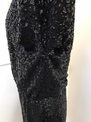 St John Negro Lentejuelas Cóctel Formal Vestido Seda EE. UU. 8 10 M Manga Larga Modesto - Imagen 7 de 13