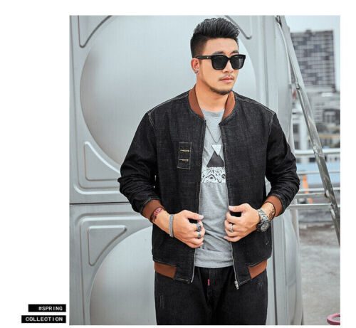 Lockerer lässiger Jeansmantel für Herren in Übergröße mit vergrößerter elastischer Baseballjacke - Bild 10 von 22