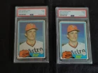 (2) Diff 1981 Nolan Ryan OPC baseball cards; w/ Rare Gray Back PSA 7s Old Angels