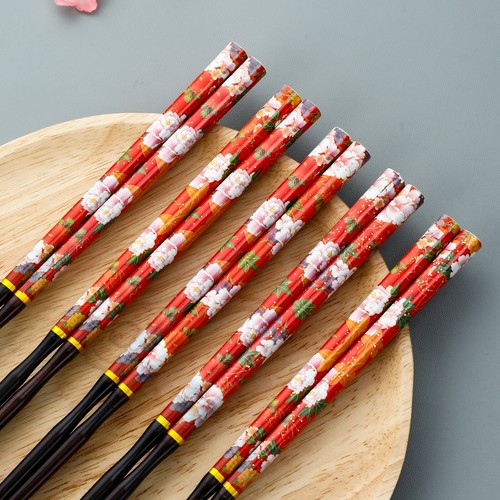 Chinesische Holz Essstäbchen Stäbchen Chopsticks 5 Paar/Set - Pfingstrose - Bild 11 von 14