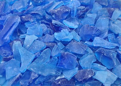 Beach Glass Deep Blue Rough Medium Tumbled (approx. 1 kilogram 0.5-1+ inches)