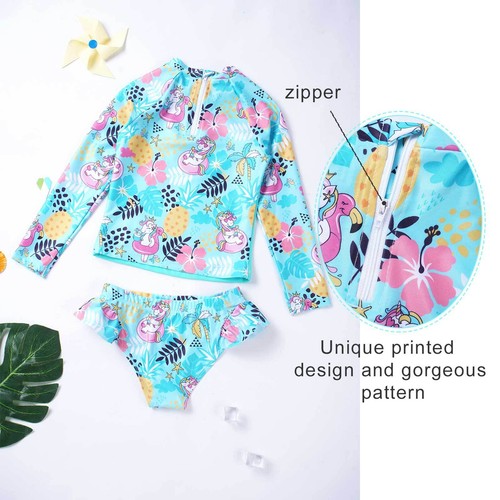 Kids Girls Swimsuit Rashguard Set Summer Beach Tankini UPF 50+ Beach Swimwear - Picture 16 of 71
