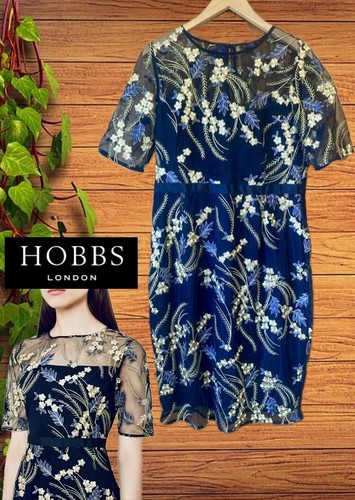 UVP 179 £: Hobbs London (Phoebe) besticktes Illusionskleid für Anlässe: UK 14