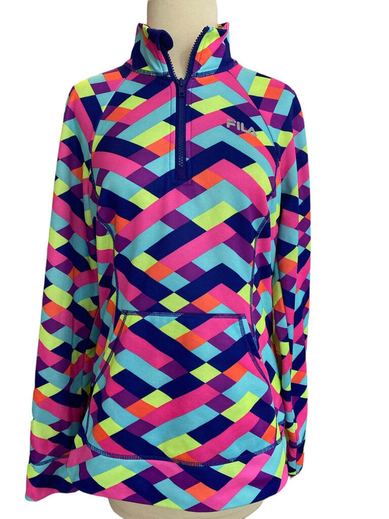 Giacca Pullover Media Fila 1 4 Zip Geometrica Luminosa
