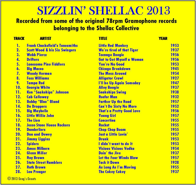 SIZZLIN' SHELLAC COLLECTIVE 2013 CD - 28 ORIGINAL 78s FROM 1928 TO 1957 - Image 2 of 2
