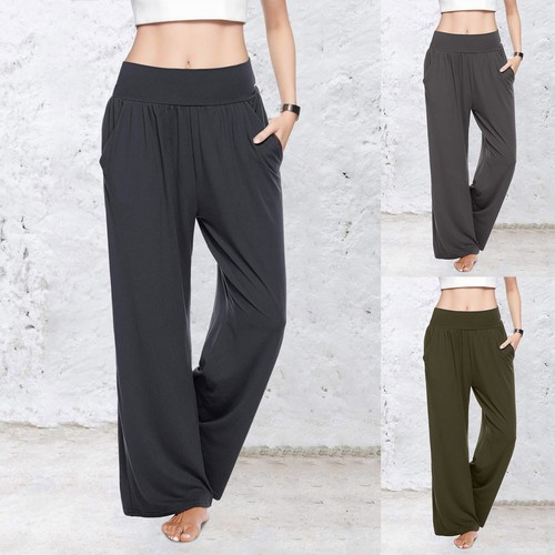 Womens Yoga Sweatpants Comfy Loose Casual Wide Leg Joggers Pants With Pockets