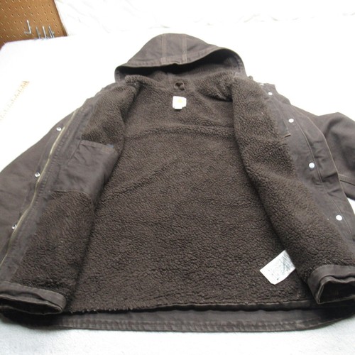 Carhartt Jacket Youth Large Brown Duck Sandstone Berkley Sherpa Lined Hooded - Picture 16 of 22