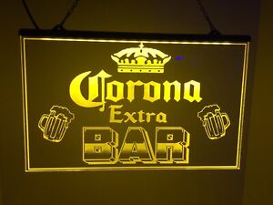 CORONA EXTRA Light up LED bar sign logo Pub Beer Lager ALE man cave home decor