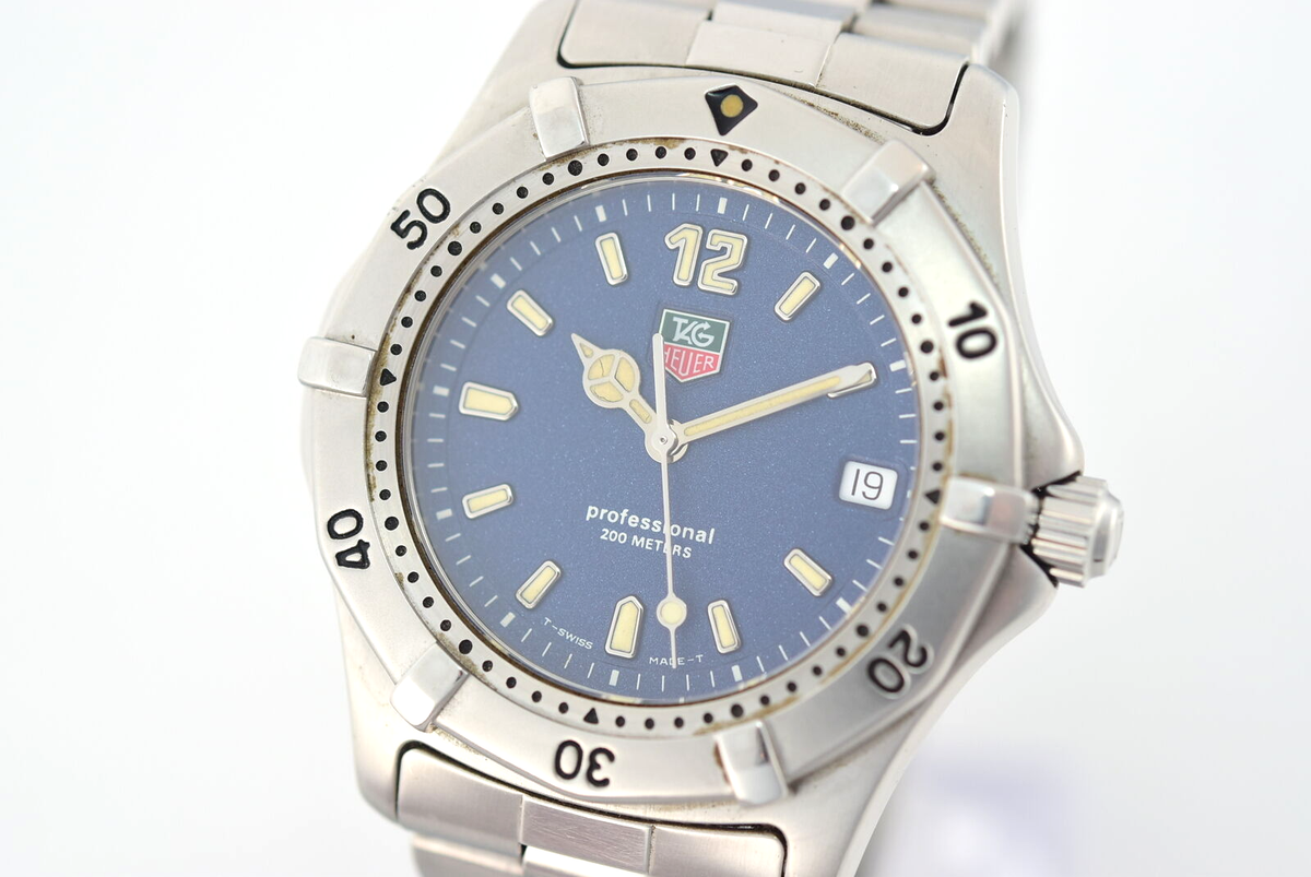 New Battery Tag Heuer Professional 2000 WK1113 Blue Dial QZ Men's