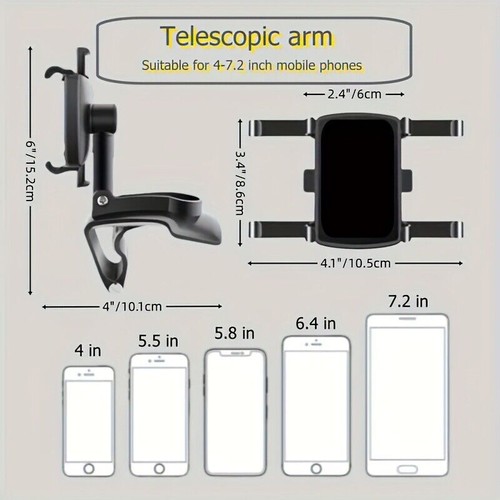 Supporto Smartphone Universale - Morsetto a Molla Regolabile 360° con Operazione con Una Mano - Foto 10 di 11