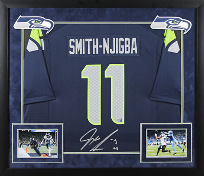 Seahawks Jaxon Smith-Njigba Signed Navy Blue Nike Game Framed
