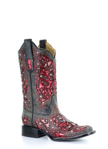 red glitter cowboy boots