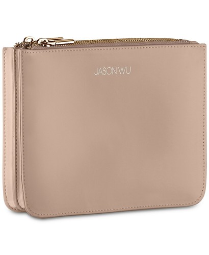 Jason Wu hellbraun beige nude Makeup Kosmetiktasche Etui Tasche Clutch Doppelreißverschlüsse neu - Bild 1 von 6