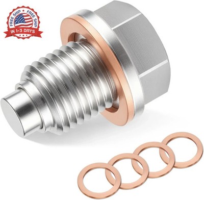 JUSTTOP M14 x 1.5 Magnetic Oil Drain Plug,Magnetic Stainless Steel Oil Pan Drain