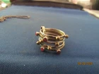 VINTAGE STERLING SILVER FIVE FACETED BANDS GARNET STONES  RING