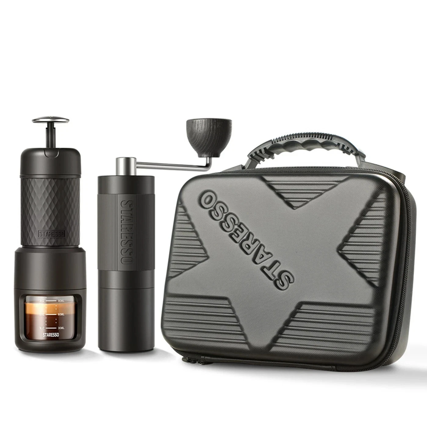 Portable Espresso Maker Kit Manual Coffee Grinder Travel Case Outdoor Set