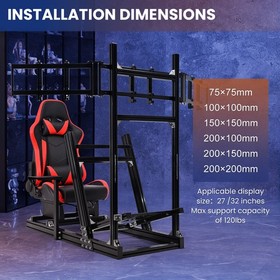 Minneer Aluminum Racing Sim Cockpit with Seat & Three Monitor Stand Fit Logitech