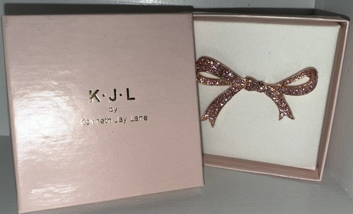 NIB QVC Kenneth Jay Lane's Pink Pave' Bow Brooch Breast Cancer Awareness!