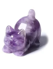  Crystal Cat Gifts for Women Cat Lovers,Cat Figurines Ornament Purple Amethyst