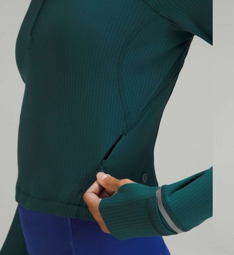 Lululemon Its Rulu Run Cropped Half Zip Size 8 Green Jasper - Picture 5 of 6