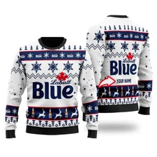 Personalized Funny Labatt Blue Ugly Christmas Sweate