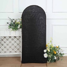 5 ft BLACK Metallic Fitted Spandex Round Top Arch STAND COVER Party Events