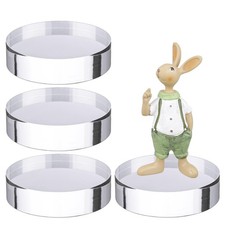 4 Pcs Clear Acrylic Round Display Block Riser Polished, 4" X 4" X 1"