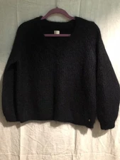 Des Petits Hauts Knit Sweater BULIN Size T1 /S Mohair/Polyamide Wool Navy Color