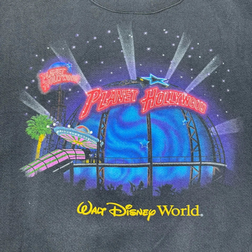 Sudadera De Colección 1991 Planet Hollywood Walt Disney World Cuello Redondo Hecha en EE. UU. XL Foto 2 de 4
