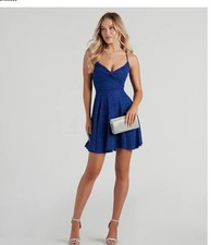 Windsor Sequin Royal Blue Sparkly Cocktail Dress Size Large Women NWT