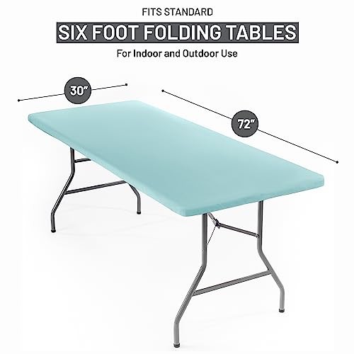 Polyester 6ft Fitted Tablecloth Elastic Rectangle Table Cover, Table Cloth, - Picture 3 of 5