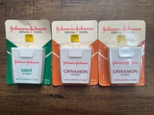 Vintage 1988 Johnson & Johnson - 2 Cinnamon 1 Mint Waxed Dental Floss 50 Yards